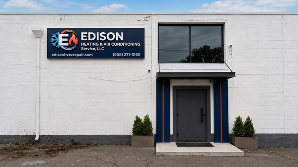 Edison Heating & Air Conditioning Service, LLC storefront exterior with company sign